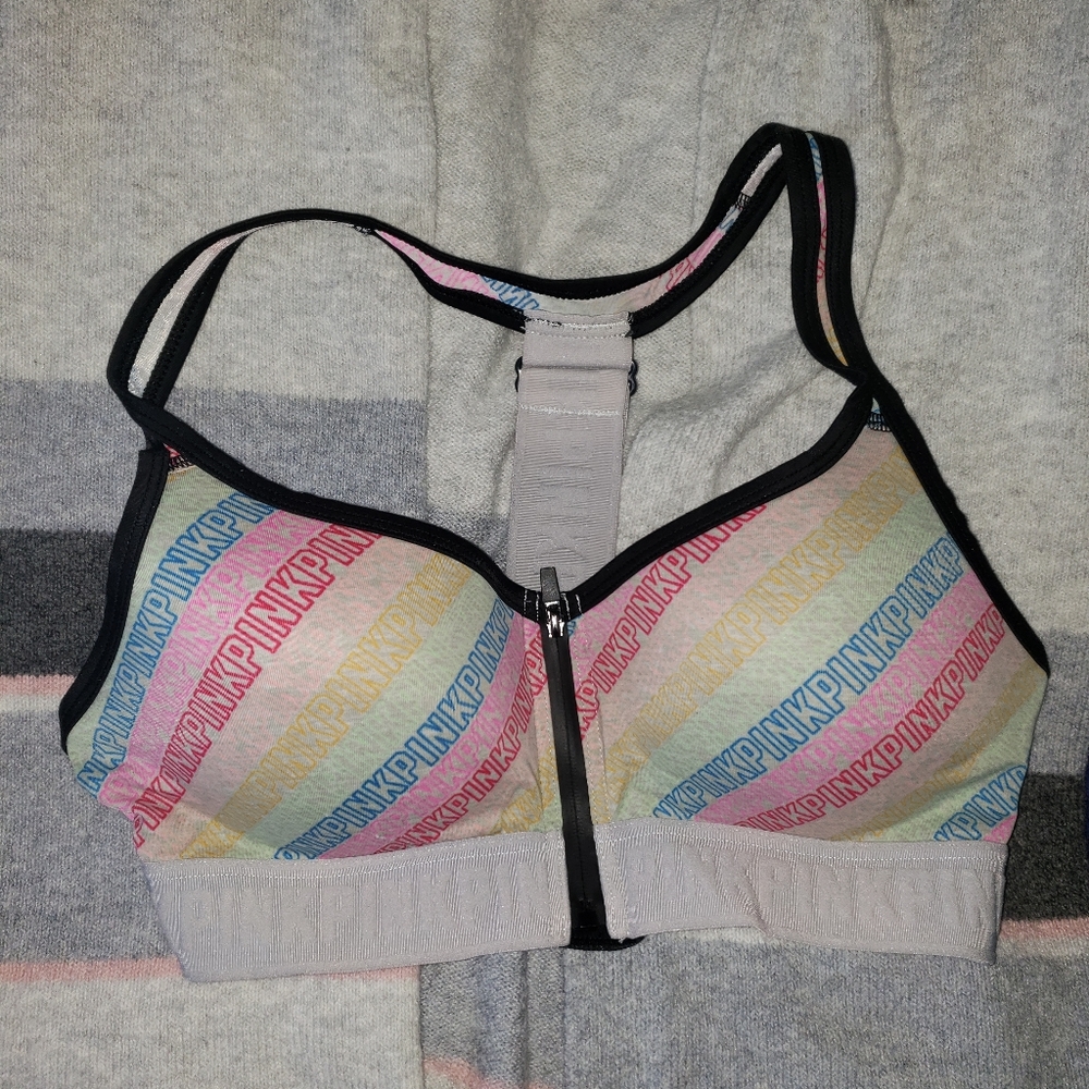 PINK front zip push up sport